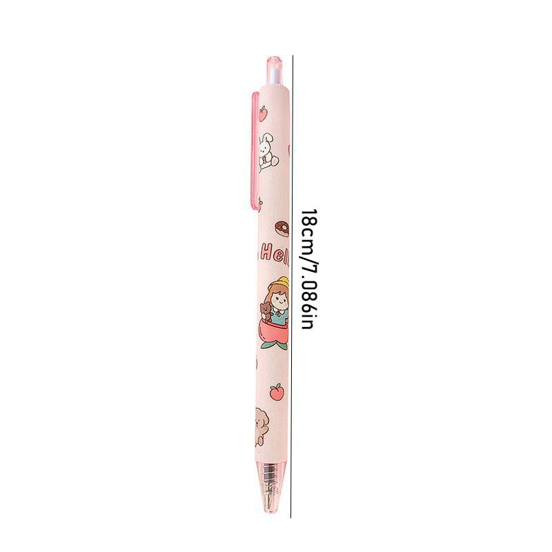 4Pcs Cute Cartoon Design Ballpoint Pen 0.5mm Writing Neutral Pen Press Type Rollerball Pen Learning Office Supplies