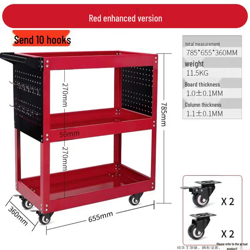 Heavy-Duty Three-Layer Mobile Tool Cart for Auto Repairs