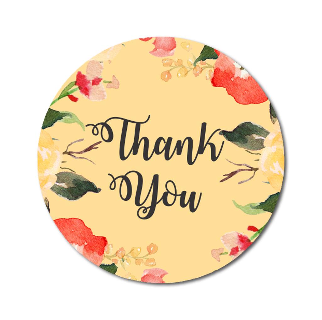 Darling Souvenir 45 Pcs Round Floral Border Black Thank You Stickers Wedding Envelope Seal-1.6