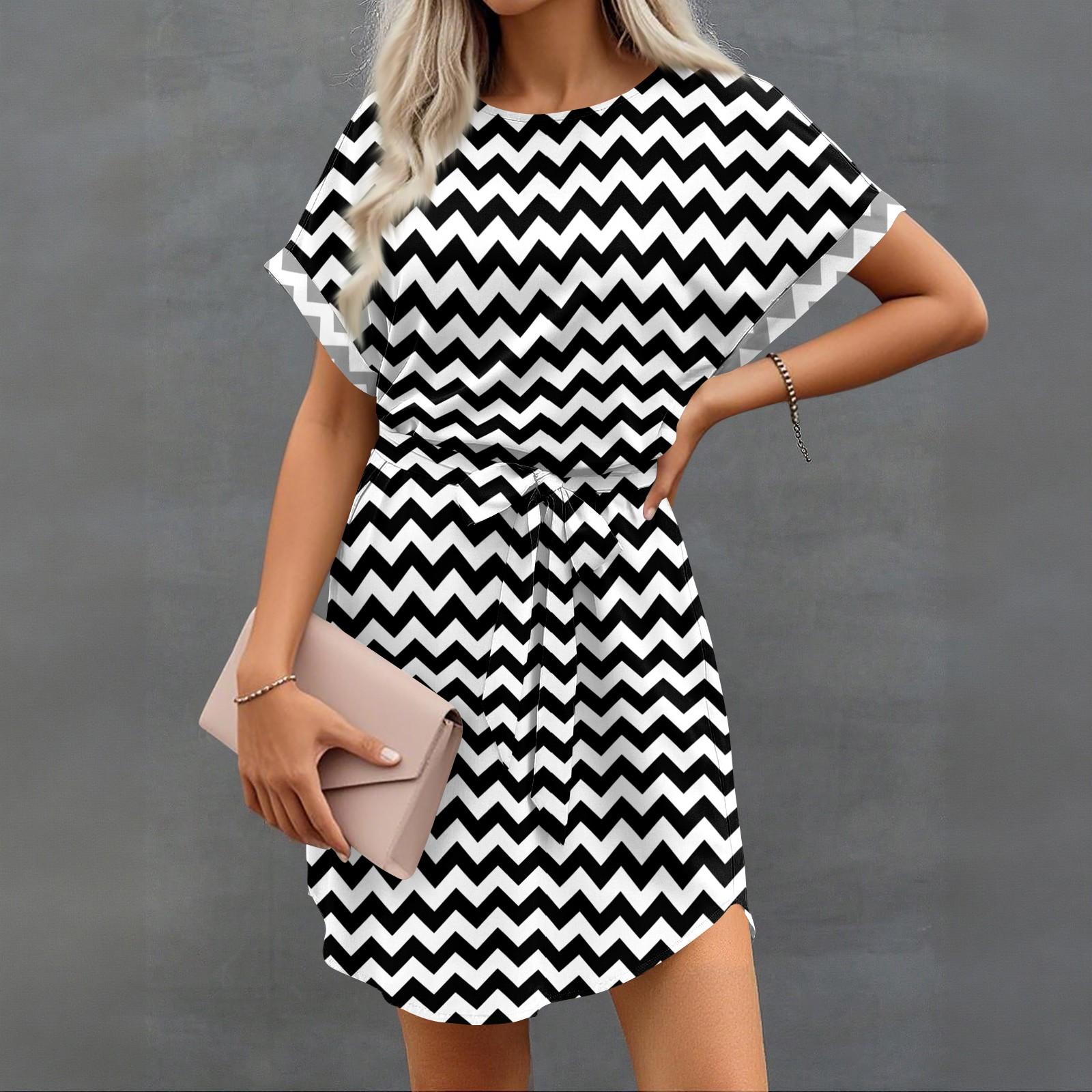 

Женские летние короткие платья с круглым вырезом, повседневное платье с рукавами «летучая мышь», с поясом для женщин XL