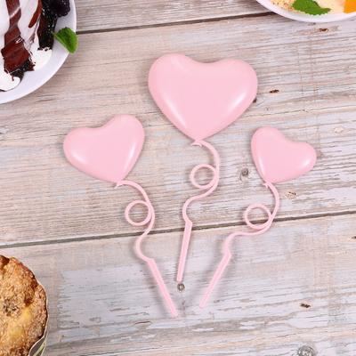 24Pcs Cake Fruit Picks Heart Shape Colorful Cake Toppers Supplies for Birthday Wedding Cupcake Muffin Decoration