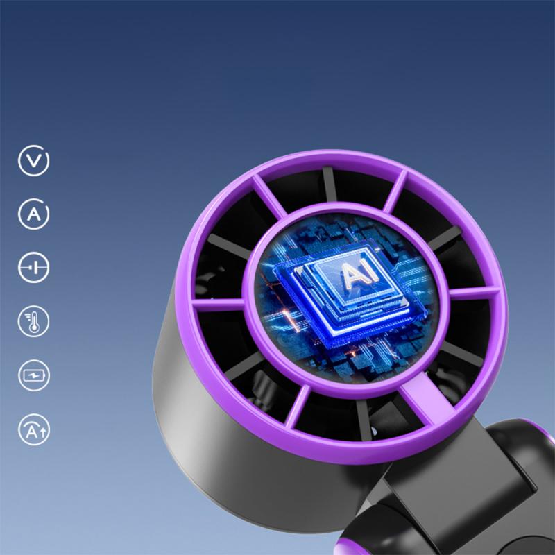 New Portable Handheld Turbo Fan USB Charging 4000mAh Foldable Personal Fan LED Display 5-Speed Cooling Ice Fan for Travel
