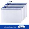 Custom Logo A4 Waterproof Drawstring Transparent Grid File Bag with Zipper