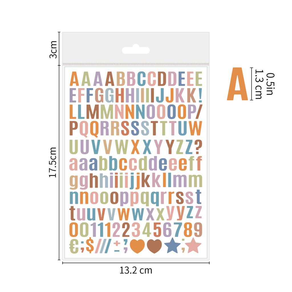 0.5-inch English Letter Sticker Ins Wind Small Size Waterproof Card Decorative Digital Letter Hand Account Sticker