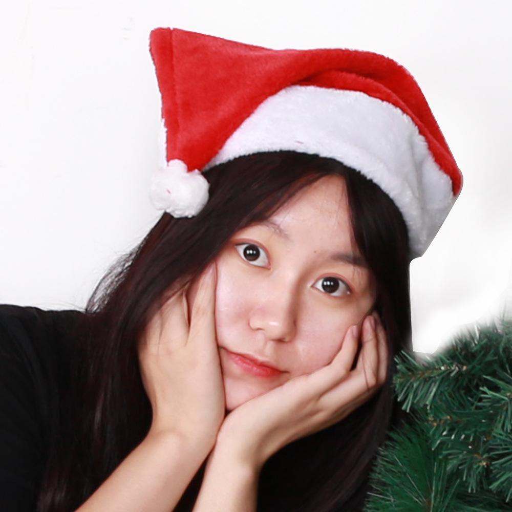 Adult Plush Santa Hat Christmas Costume Headwear Soft Flannel Xmas Cap Holiday Party Cosplay Accessory Warm Santa Hat Gift Decor