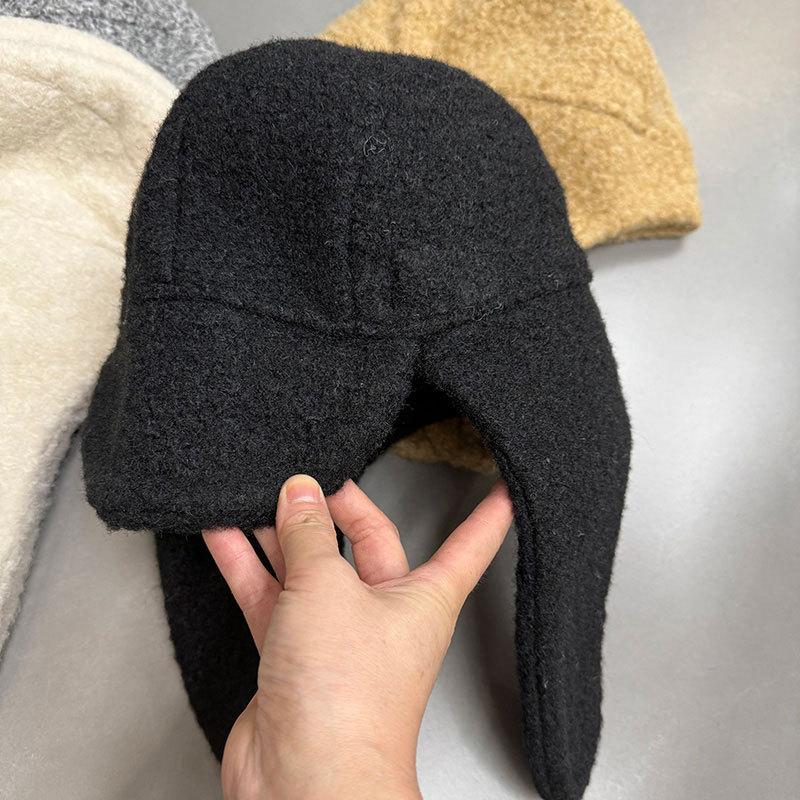 Solid Color Lamb Wool Lei Feng Hat Children Autumn and Winter Fleece Thickened Cap Outdoor Ear Protection Hat Flying Hat Tide
