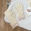 Bow Gloves for Women In Winter Korean Style Versatile Student Cute Five Finger Wool Knitted Couple Men Warm Riding