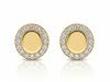 585 Gold Earrings with a Stud Clasp and Cubic Zirconia, Fashionable Round, As a Gift