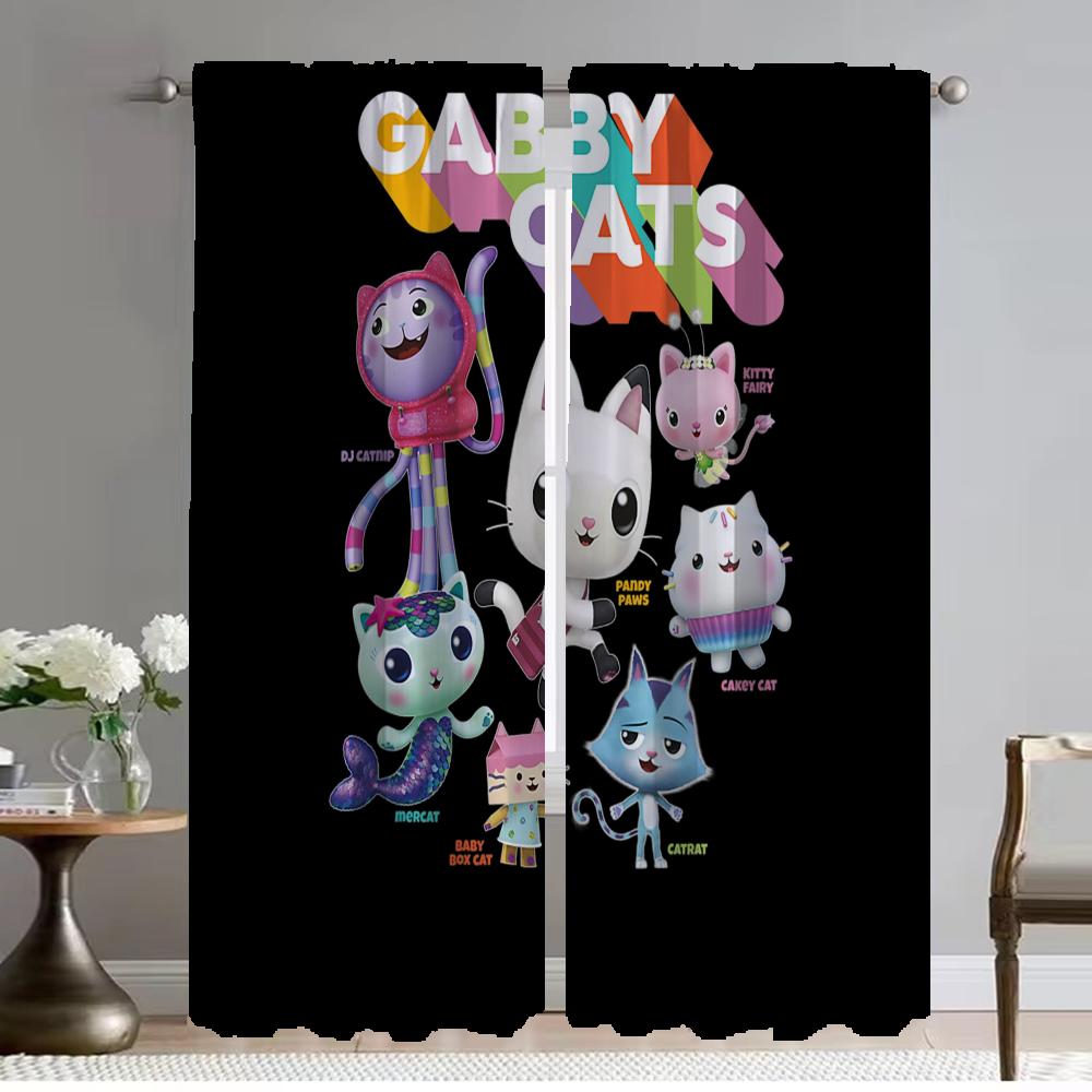 Zatemňovací závěs do pokoje 2 panely Gabbys Dollhouse Domácí interiérové závěsy Tyl pro ložnici Dělící stínítka Obývací kuchyně