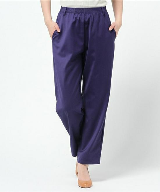 Women's High-Waist Mulberry Silk Pants: Lightweight, Elastic, Casual Nine-Point Design for Middle-Aged & Elderly