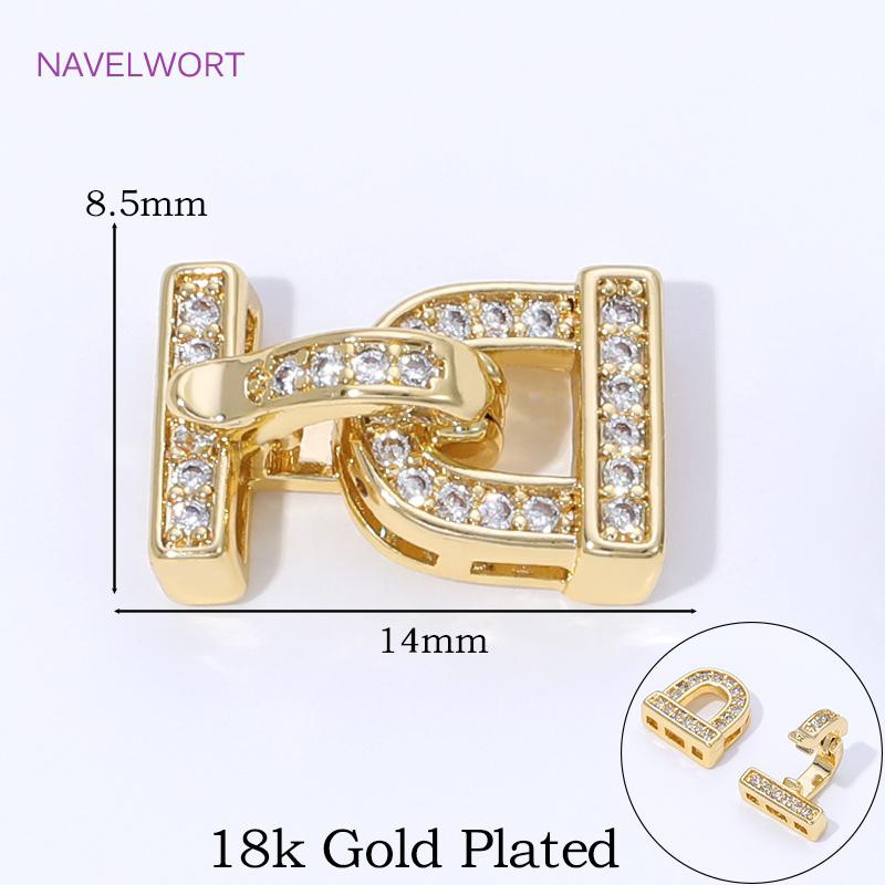 18K Gold Plated Brass Jewelry Clasps For Bracelets Making,With Zircon Connector Clasp,Locks For Jewelry,DIY Necklace Accessories