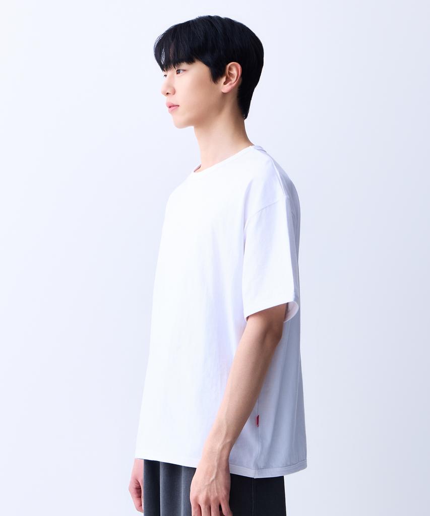 ADERNM Double Stitch Neck Binding Minimalist T-Shirt White