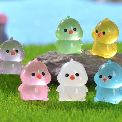 Cartoon Luminous Chick Figurines Glow In Dark Resin Crafts Chick Figurines Miniatures Cute DIY Mini Chick Statue