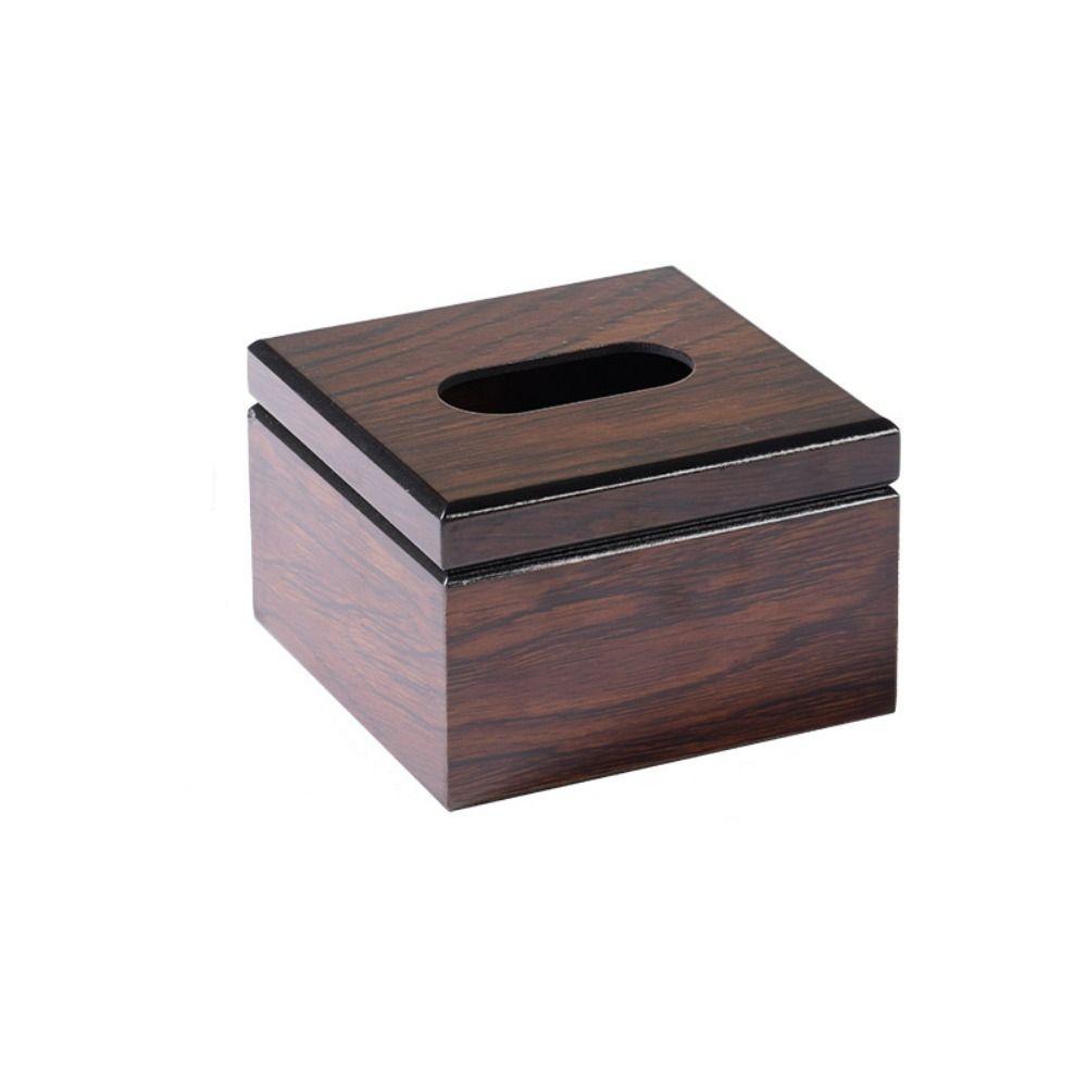 Imitation Walnut Wood Desktop Tissue Box Square Tissue Dispenser Modern Paper Storage Box  Bedroom