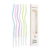 6Pcs Elegant Curved Gold Plated Colorful Cake Candles for Birthday and Baby Shower Cupcake Decorating Party Supplies