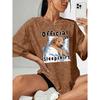 Summer new style sleep puppy letter print snowflake short sleeve shirt T Shirt Top Round neck, light and breathable, suitable for spring, summer, and