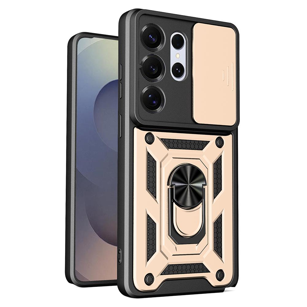 For Samsung Galaxy S26 Ultra Case with Slide Camera Lid PC + TPU Kickstand Phone Cover