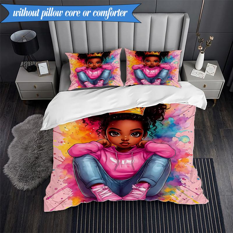 Black Princess Magic Celebration 3pcs K-pop music group Bedding set,Ideal for Bedroom, Dormitory,Including Duvet Cover And 2pcs Pillowcases,Fan gifts