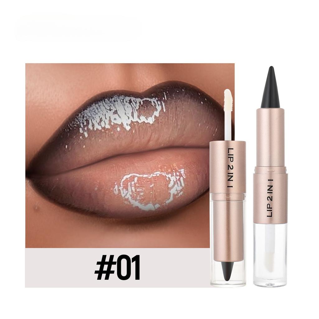 Rossetto Matita Labbra Lucidalabbra Trucco Due in Uno Rossetto Mat Opaco Lucidalabbra Specchio Lucidalabbra