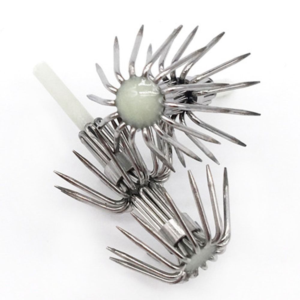 10PCS Stainless Steel Squid Jig Hooks Luminous Jigging Fishhook Lures  Cuttlefish Fishing