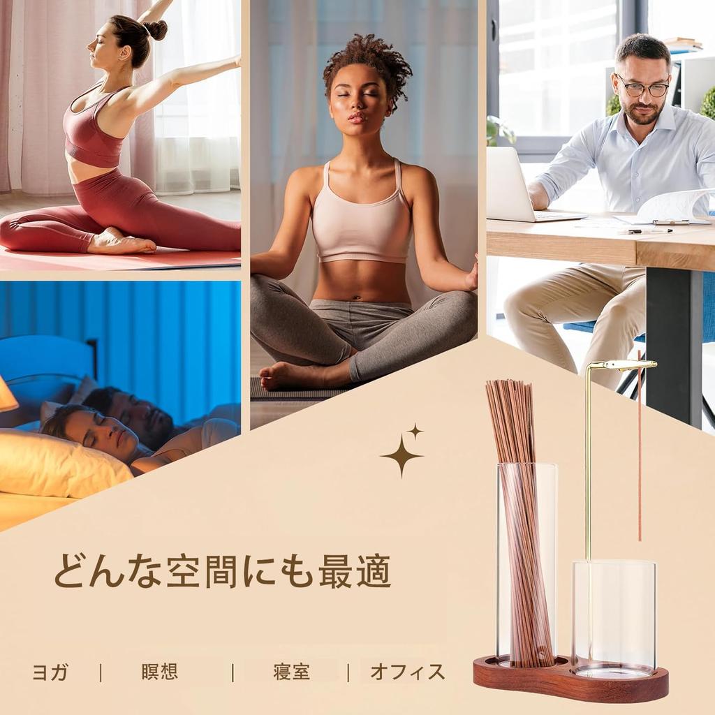 Incense holder, incense burner, 3-in-1, spill-proof, stylish, cute, hanging, brass, glass, simple, for Buddhist altar, study, meditation, entryway (in