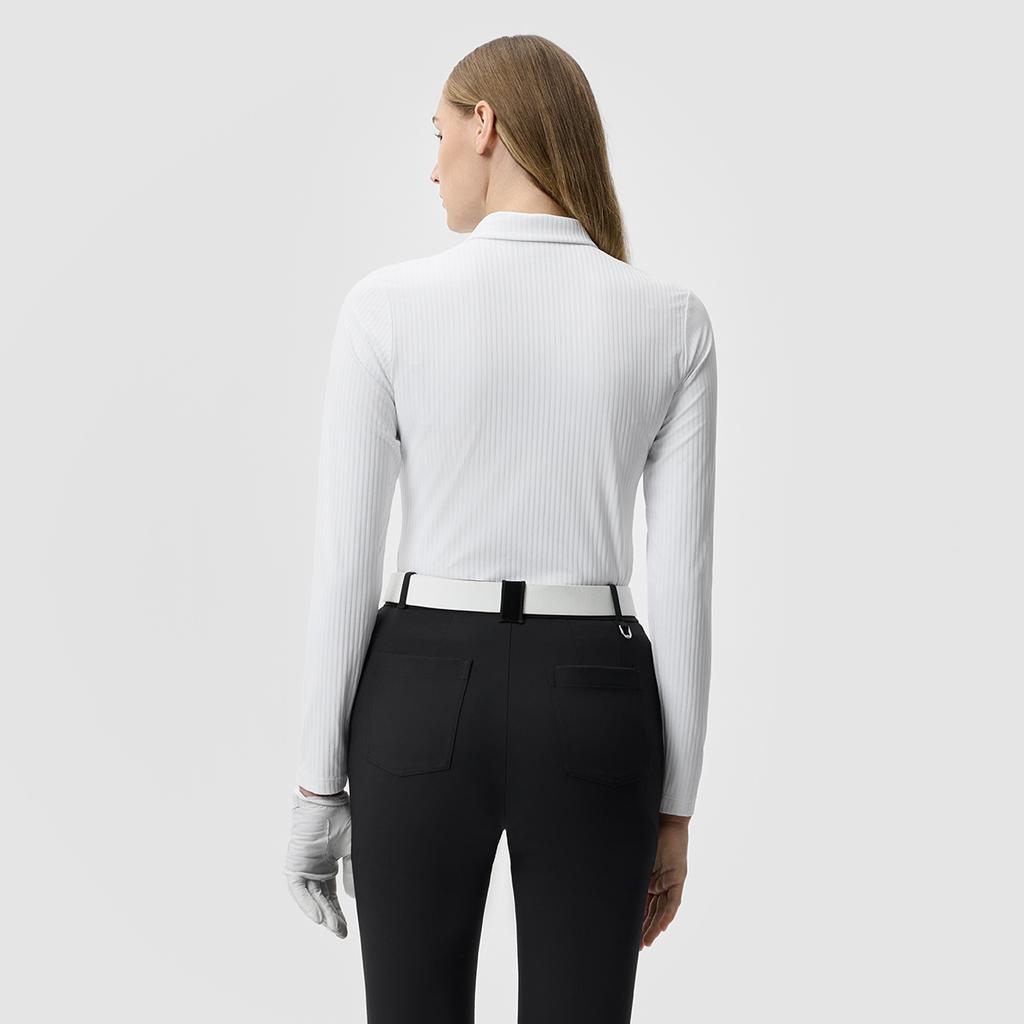 FILA Golf Series Simple Fashionable Versatile Knitted Long Sleeve Polo Shirt Women tops Jade-White A11W515207F-WT