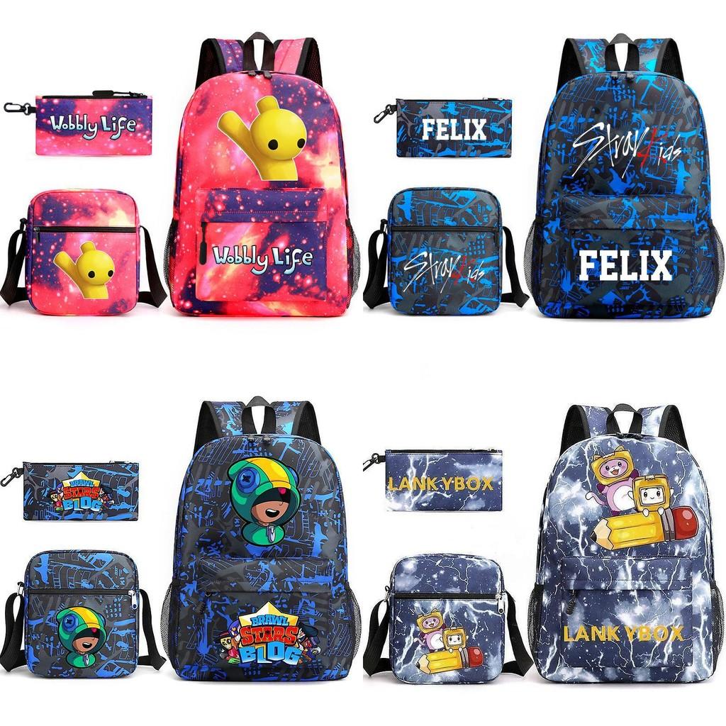 Mr Beast Lightning Cat Three Piece Backpack Set For School With Cute And Fun Design