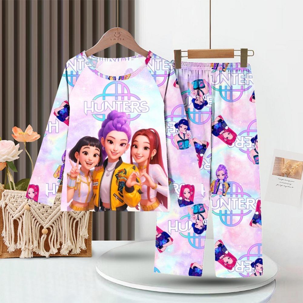 New Demon Hunters Children's Pajamas Long Sleeve Cartoon Girls Babies Middle and Older Children's Loungewear Set