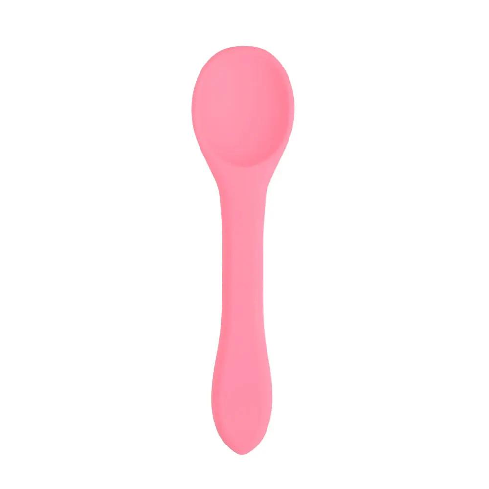 1PCS Full Silicone Spoon For  Utensils Food Grade Silicone Free Dishes Feeding Set Easy To Rinse  Tableware