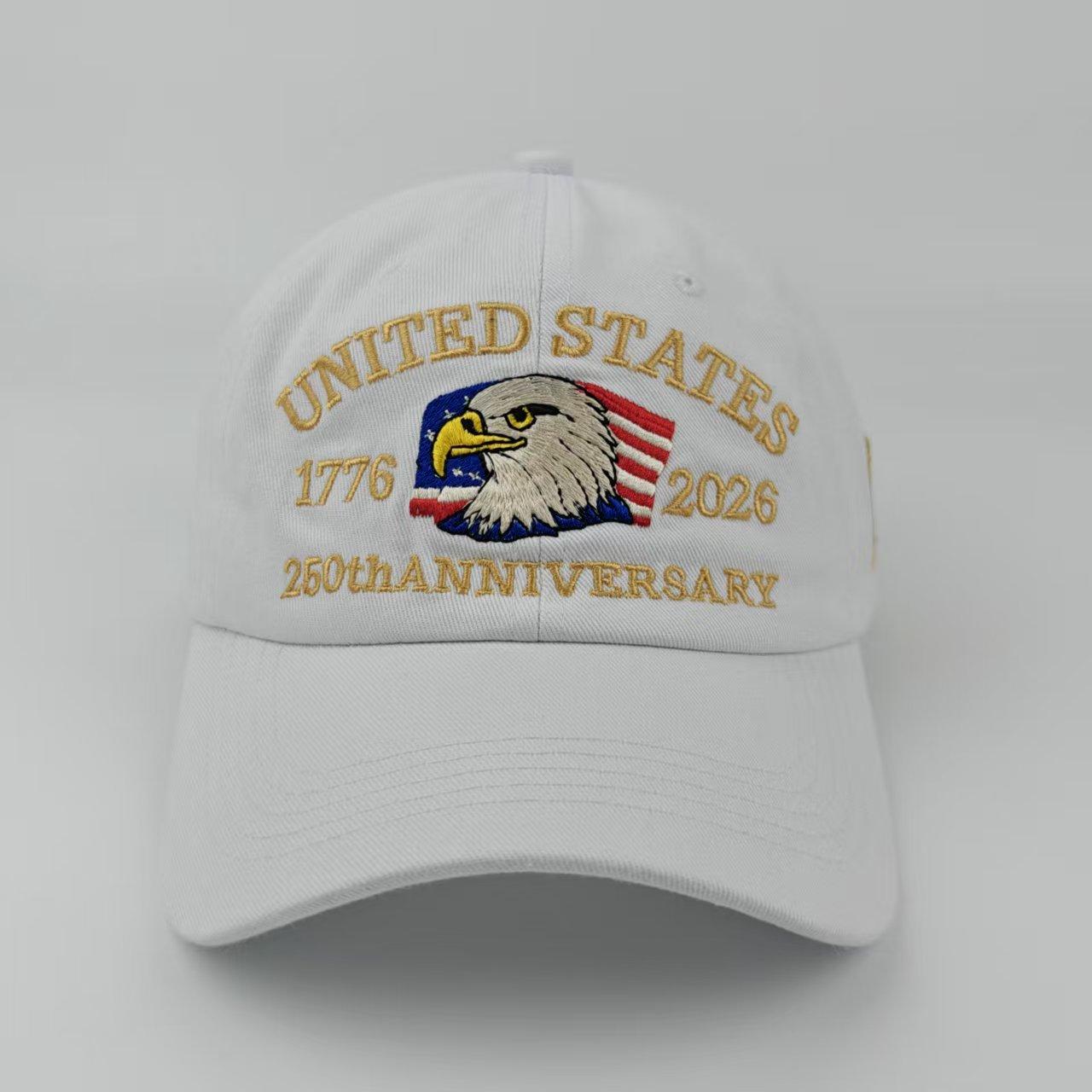 250. Jubiläumshut USA Patriotische Baseballkappen Adler-Bestickte Baseballkappen für Männer Frauen 250-Jahres-Jubiläumskappe Adjustable gray