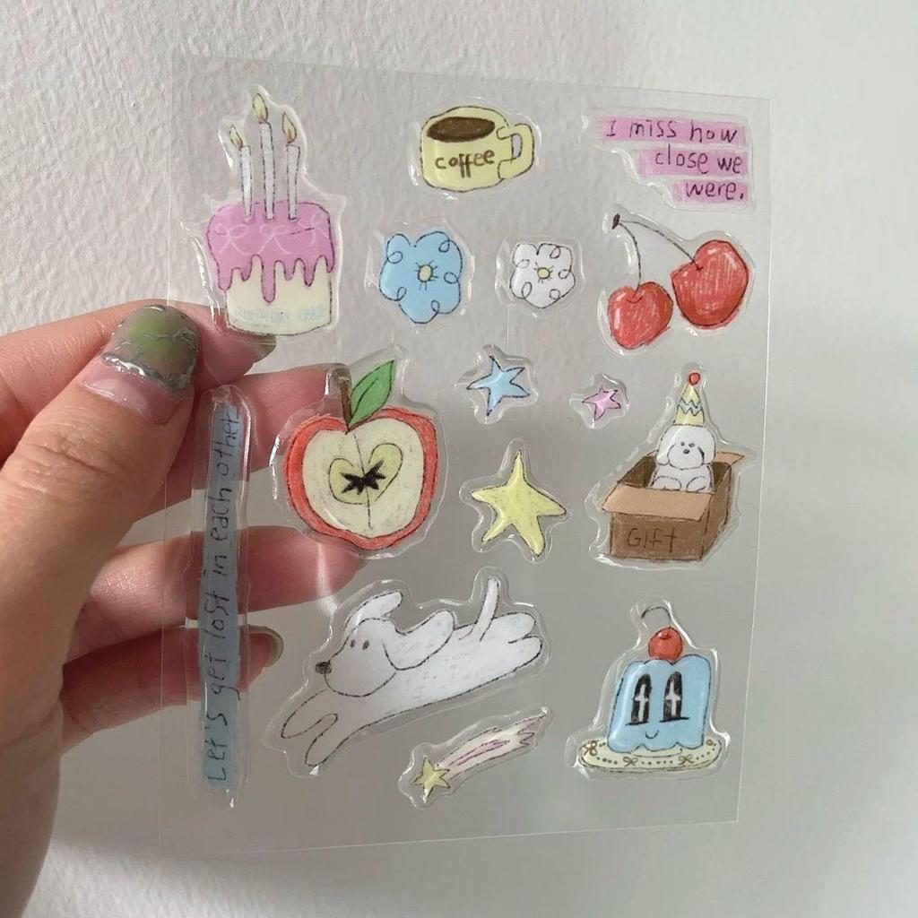 High-Value Cute 3D Jelly Stickers: Apple, Birthday, Puppy DIY for Phone, Computer, Tablet Decoration