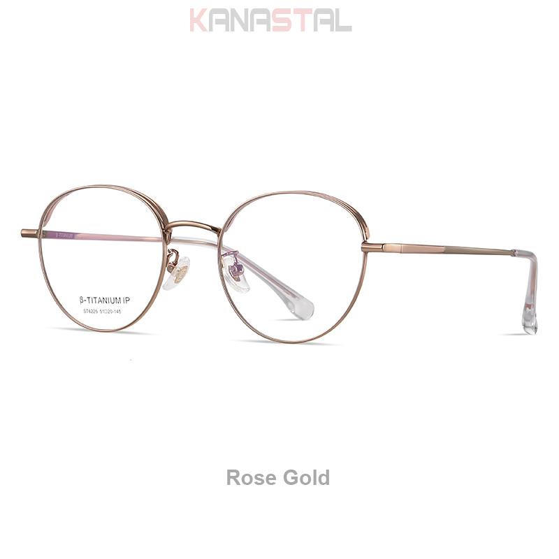 

Очки для чтения по рецепту из чистого титана, мужские оптические линзы, очки для близорукости, женские очки с круглой оправой, блокирующие синий свет Presbyopic Plus 2.00 розового золота