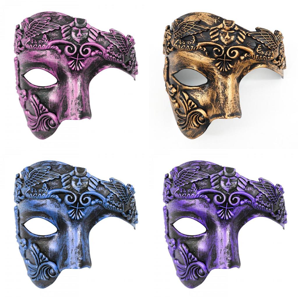Roman Warrior Mask With Metallic Finish For Costume Events And Themed Parties