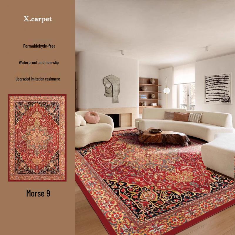 Persian Style Imitation Cashmere Non-Slip Rug - Machine Washable Living Room, Bedroom, or Coffee Table Floor Mat