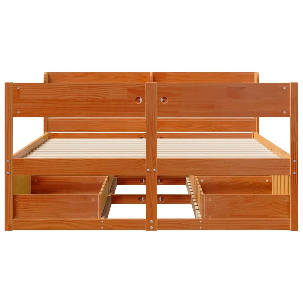 Solid Wood Bed Without Mattress Wax Brown 120 X 200 Cm Pine Wood