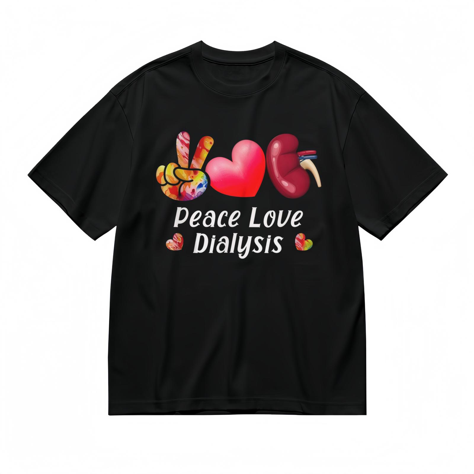Unisex Organ Health Awareness Tee Black 100% Cotton Peace and Love Graphic Summer M