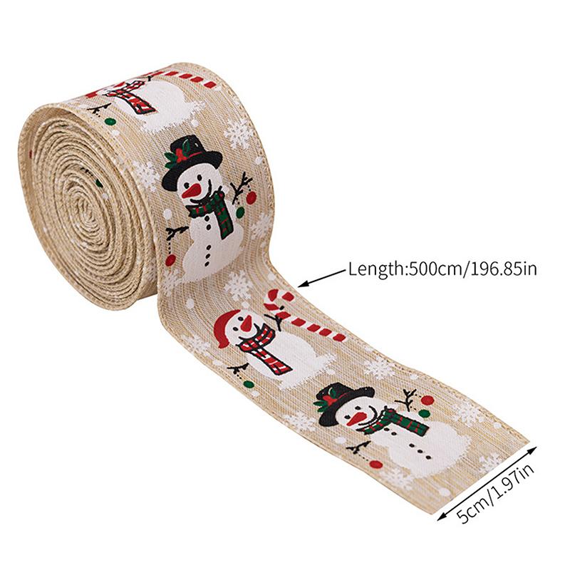 Christmas Ribbon Wired Christmas Ribbon Snowman Ribbon For Christmas Tree Gift Wrapping Crafts Wreath Garland Bow Decor