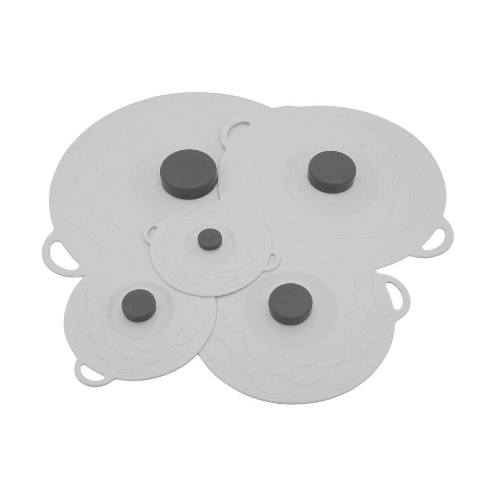 5Pcs Anti-spill Silicone Pot Lid Cover Sealed Tableware Pot Lid Fresh Keeping Cover  Kitchen Gadgets