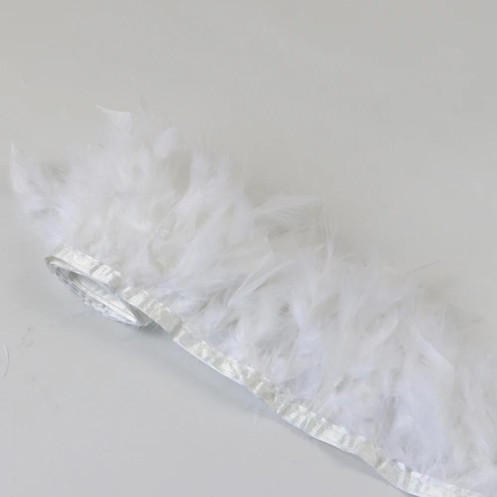 1Meters Natural Turkey Feathers Trim Height 10-15Cm Wedding Clothing Dress Decoration Diy Feather Ribbon Sewing Crafts