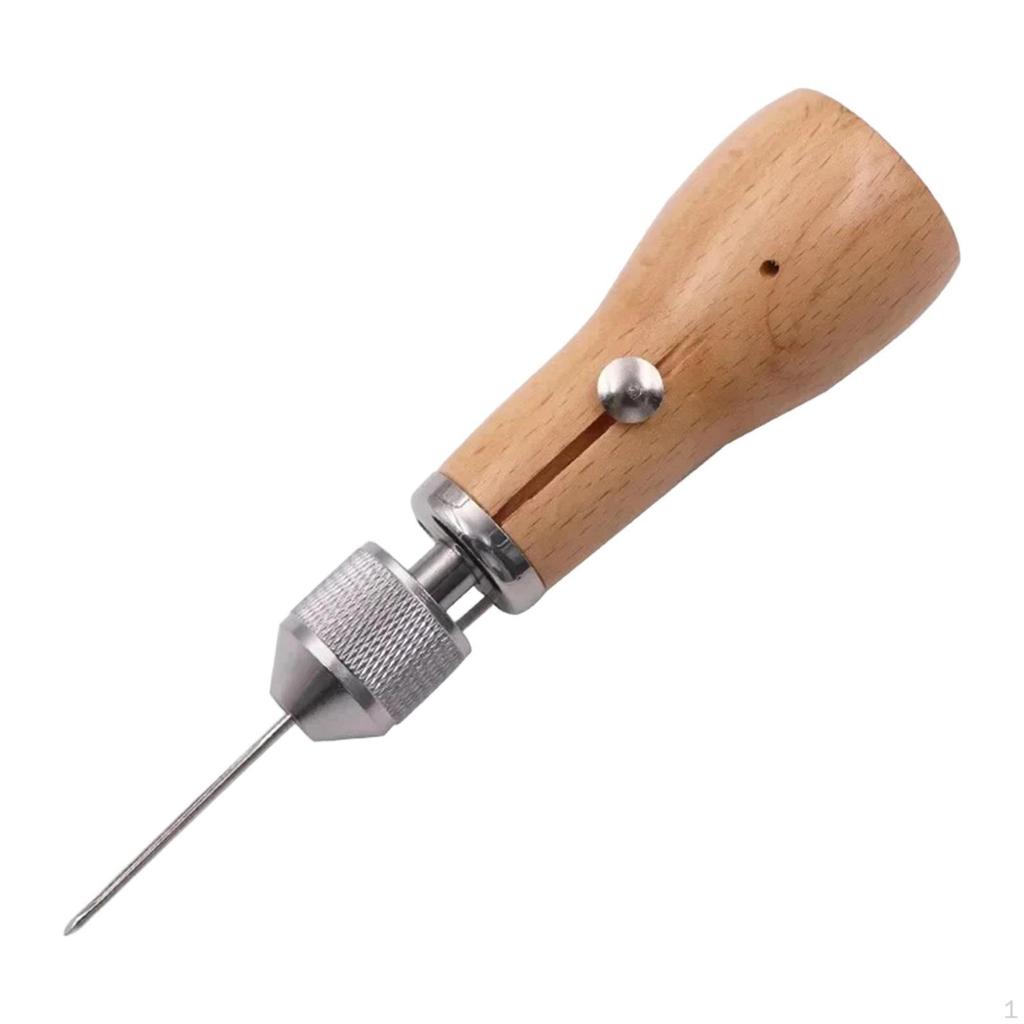 Leather Sewing Awl Comfortable Grip Multipurpose Wood Handle Stitching Supplies for DIY
