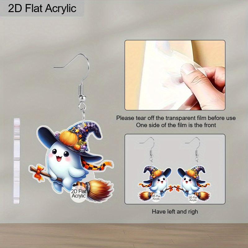 2D Flache Halloween Ohrringe Dekoration Niedlicher Acryl Hexenanhänger Schmuck Damen Feiertagsgeschenk Charms