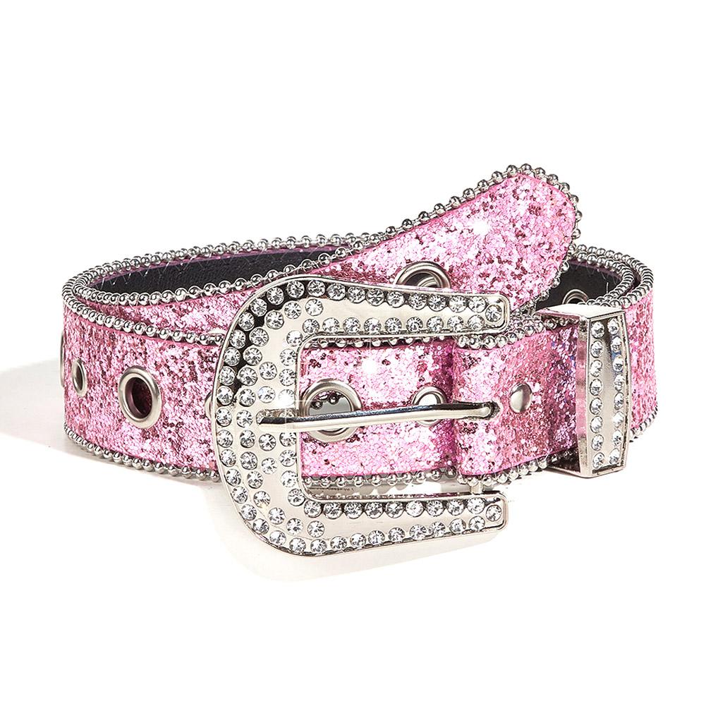 Women's Wide Waistband Shining PU Leather Strap For Western Belt For Girls Y2K Men Rhinestone F B7L6