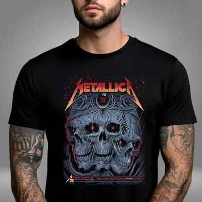 Metallica Heavy Band Print T-Shirt Herren Oversized Streetwear Kurzarm Schwere Baumwolle Hohe Qualität Locker Shirt Baumwolle Damen Herren Kleidung