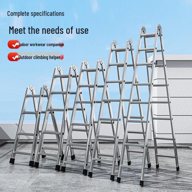 Galvanized Folding A-Frame Ladder: Double-Sided, Multifunctional, Thickened for Outdoor or Household Use