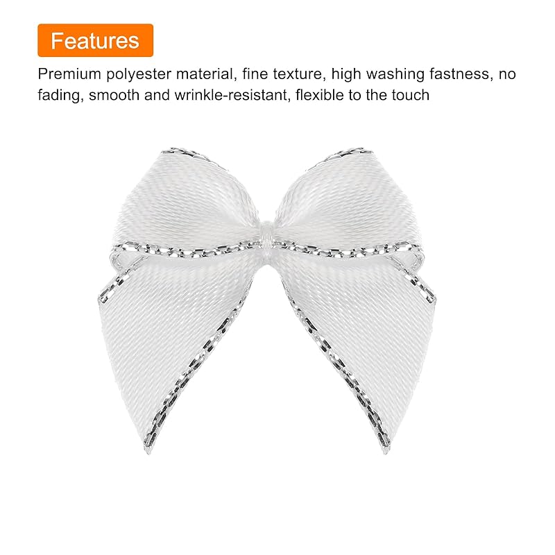 Uxcell 80 Pieces Mini Silver Edge Ribbon Bow 2.5 Cm Fabric Satin Ribbon Bow Craft Diy Hair Bow Sewing Machine Wedding for Birthday Party Silver Color