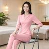 V-Neck Women's Professional Salon and Hotel Dress - Autumn Fashion Overalls Skirt