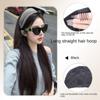 Hair Hoop Half Headband Wig Korean Style Long Straight Hair Gray Wide Knit Headband Wig  Daily Wear