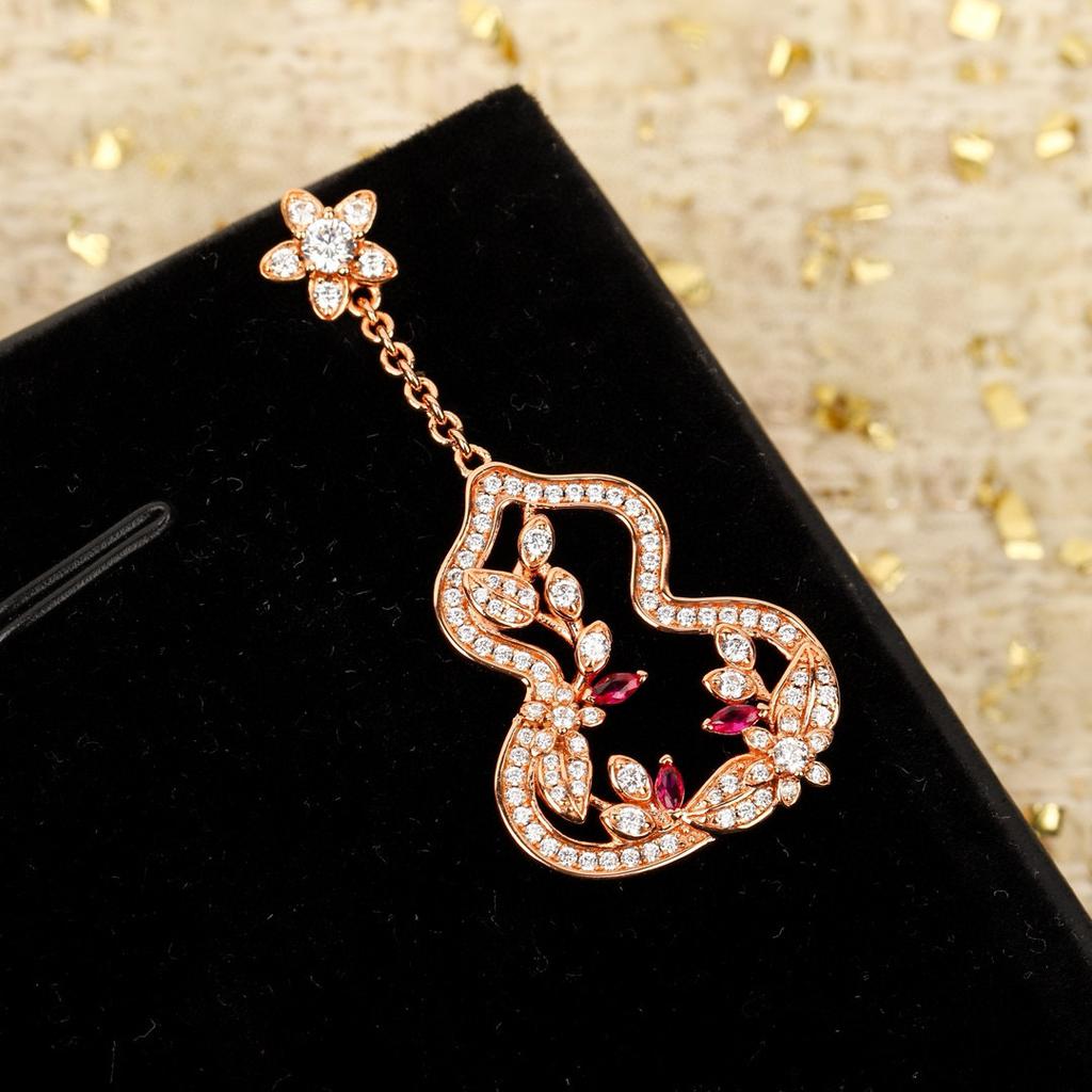 New Hot Brand Vintage Earrings for Women Luxury Jewelry Full Diamond Gourd Designer Eardrop Pure 925 Sliver Lady Party Earrings