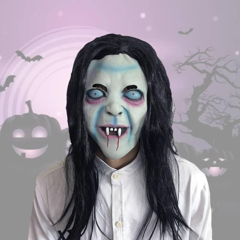 Long Mask Vampires Hair Ghost Face Latex Halloween Prop Cosplay Decor Accessory