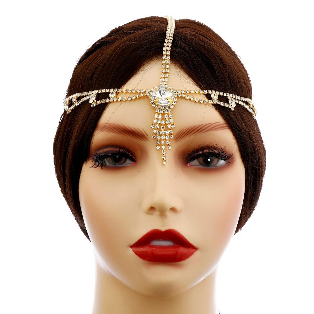 Accesorios de moda para el cabello, cadena para el cabello con diamantes de imitación personalizada, diadema con cadena para la frente con diamantes versátil y de temperamento completo